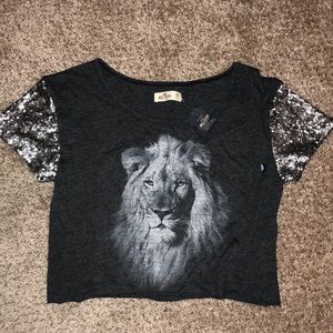 Sequins Lion Crop Top